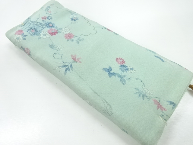 アンティーク　草花模様着物洗い張り